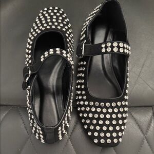 Studded Black Mary Jane Shoes
